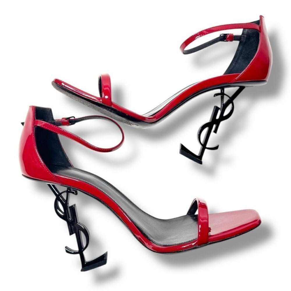 Saint Laurent Opyum 110 YSL Heels Sandals in Red Patent Leather Women’s Size 39 - Picture 5 of 14